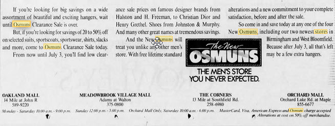 Osmuns Stores - List Of Locations